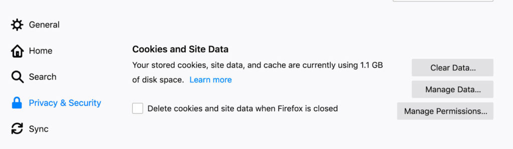 Clear your Firefox browser cache step 1