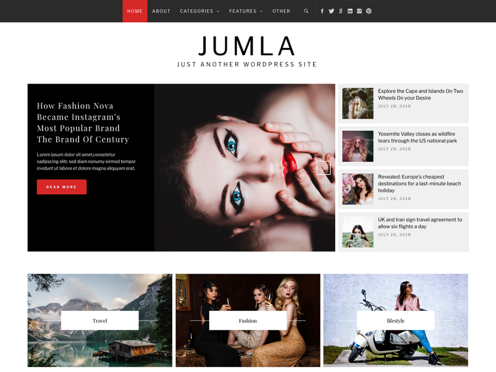 Jumla free Blog theme by themeinwp