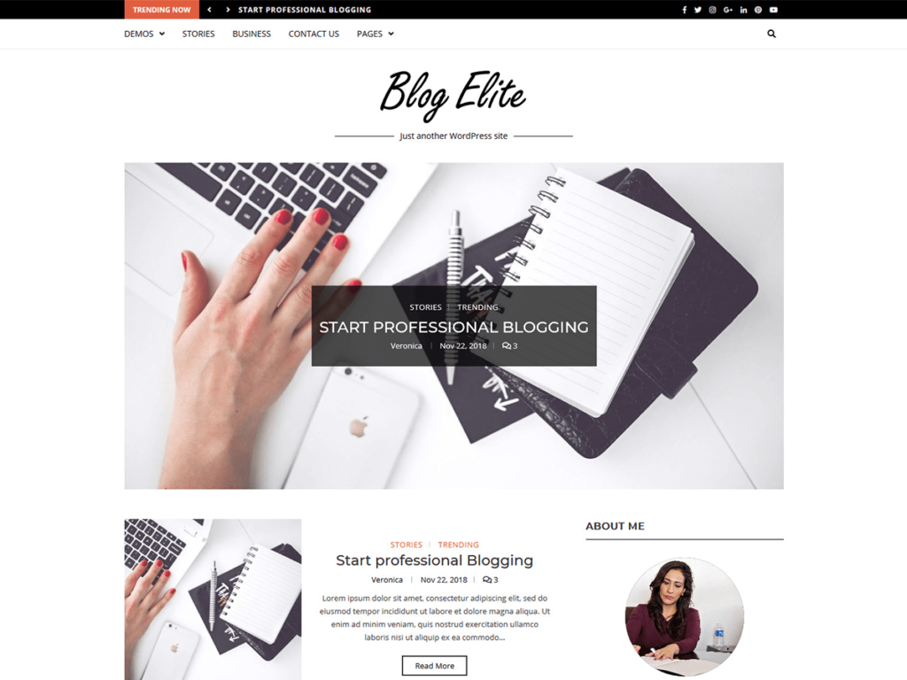 Blog Elite clean and feature rich free WordPress theme