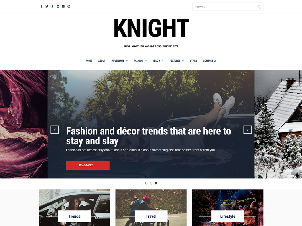 Knight responsive eye catching blog theme